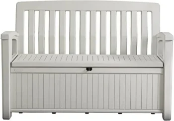 Keter Patio Garden Bench Storage Box 227L, White