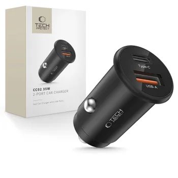 Tech-Protect CC02 35W Car Charger USB-C / USB-A - Black