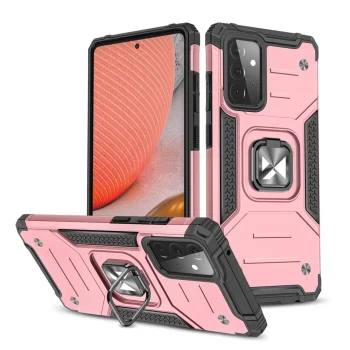 Wozinsky Ring Armor Case for Samsung Galaxy A72 4G with Ring Kickstand, Pink