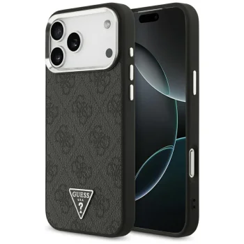 Guess 4G Triangle Logo MagSafe Case for iPhone 17 Pro Max / 18 Pro Max - Black & Silver