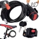 Bicycle Cable Lock with Key, Steel Cable in Silicone Cover, 120cm, Black