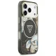 Guess IML Glitter Flowers Triangle MagSafe Case for iPhone 17 Pro / 18 Pro - Black