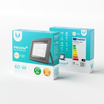 LED prožektors Proxim II 10W 4500K IP66 Forever Light, melns