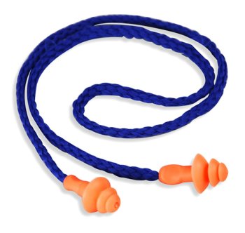 Reusable Noise Reduction Earplugs with Cord, 32 dB, Orange