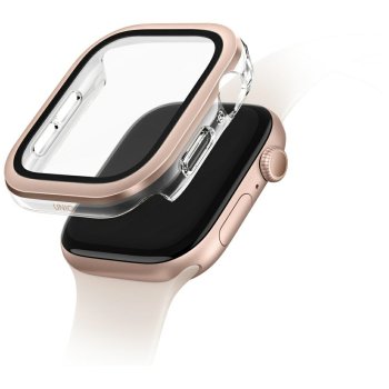 Uniq Voute Case with Tempered Glass for Apple Watch 10/11 46mm, Rose Gold