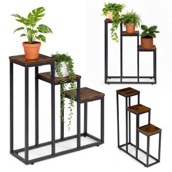 ModernHome 3 Tier Plant Stand Industrial Loft Style Flower Pot Holder Shelf