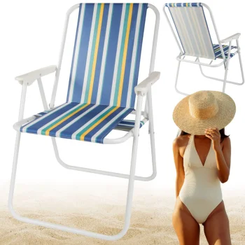 Striped Folding Camping Chair for Beach and Outdoor