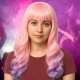 Long Pink-Purple Wig with Bangs for Parties