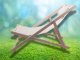 Wooden Beach Lounger Garden Folding Chair, Beige
