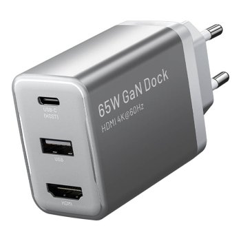 GaN Mains Charger Vention FJAH0-EU 65W HDMI 4K Grey