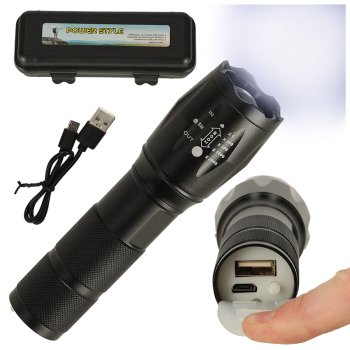 Tactical Military Flashlight 800 Lumens LED ZOOM USB Rechargeable