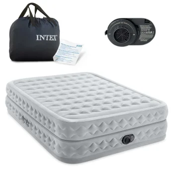 INTEX Queen Air Mattress with Built-in Pump 20" Elevated Inflatable Bed 64490ND