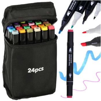 Double-Sided Alcohol Markers in Case with Stand, 24 pcs