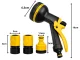 Garden Hose Spray Gun with 10 Modes and Connectors, Yellow/Black