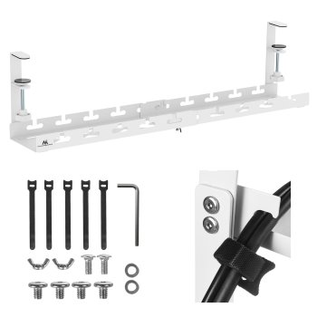 Maclean MC-103 W Under-Desk Cable Organizer, White