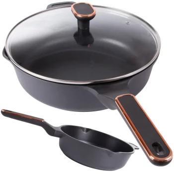 Deep Frying Pan with Lid and Non-Stick Coating, Cast Aluminium