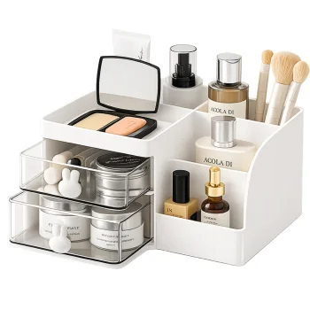 Desk Organizer for Cosmetics and Stationery, White