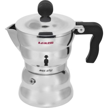 Гейзерная кофеварка Alessi Moka AAM33/3, 3 чашки, серебристый/черный