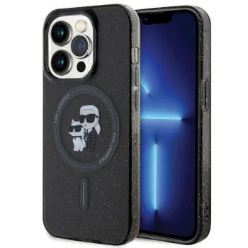 Karl Lagerfeld iPhone 15 Pro Case KC Glitter MagSafe, Black