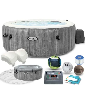Intex 28440 Inflatable Hot Tub SPA, 4-Person, 196x71 cm, Grey