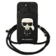 Karl Lagerfeld Leather Monogram Patch and Cord Case for iPhone 13 Pro / 13, Black
