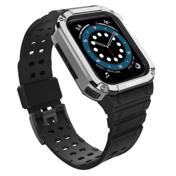 Armored Case with Strap for Apple Watch 38/40/41mm - Black, Silver