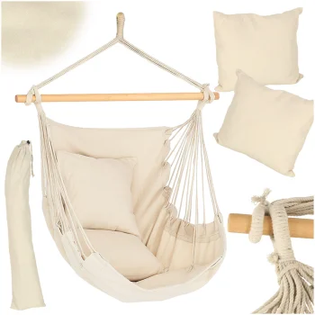 Brazilian Hanging Chair with Footrest, 130cm, Beige
