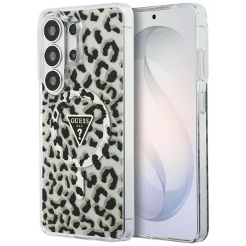 Guess IML Leopard Triangle MagSafe Case for Samsung Galaxy S26 Ultra, Black