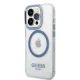 Guess iPhone 14 Pro Max Case Metal Outline MagSafe Blue