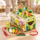 ECOTOYS Wooden 8-in-1 Frog Activity Cube Walker with Xylophone and Sorter