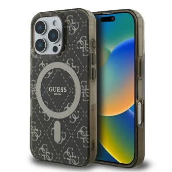 Guess iPhone 16 Pro Case IML 4G Background MagSafe, Brown