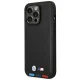 BMW iPhone 14 Pro Max Case Leather Stamp Tricolor MagSafe Black