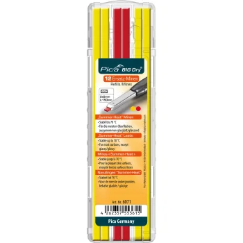 Pica BIG Dry Replacement Leads SUMMER HEAT, 12-Piece Set, Yellow/Red