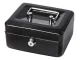 Metal Cash Box for Money and Documents, 15x12x8 cm, Black