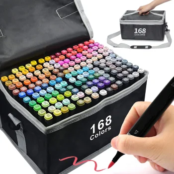 Alcohol Markers Set 168 Colors, Dual Tip Art Markers for Sketching with Case