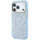 Guess IML Leopard Glitter Triangle Logo MagSafe Case for iPhone 17 / 18 Pro Max - Blue