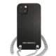 Karl Lagerfeld Leather Textured and Chain Case for iPhone 13 mini, Black