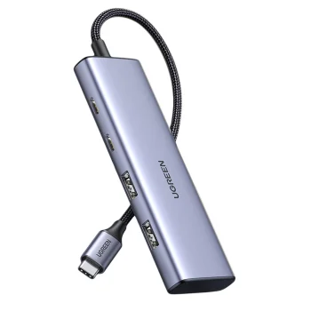 Ugreen CM473 USB-C Hub - 2x USB-A / 2x USB-C, 20cm, Gray