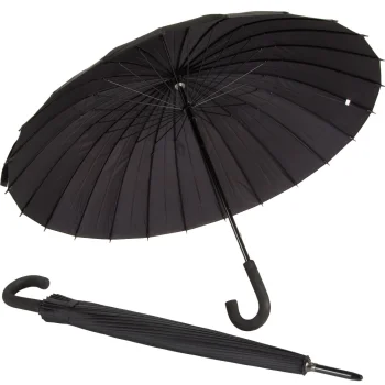 Large Black Umbrella, 24 Ribs, 86x105 cm
