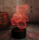 3D LED Night Light Bear with Heart, RGB