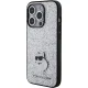 Karl Lagerfeld iPhone 15 Pro Max Case Glitter Choupette Logo, Silver