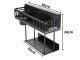 Wall Mounted Kitchen Organizer Shelf with Utensil Holder, Metal Spice Rack, Black