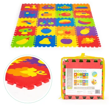 Ecotoys EVA Foam Educational Puzzle Play Mat, 20 pcs, 148x119 cm