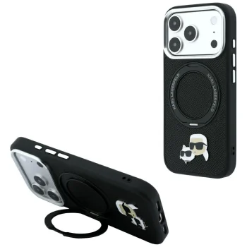 Karl Lagerfeld Case for iPhone 18 Pro / 17 Pro with Ring Stand 360 MagSafe, Black