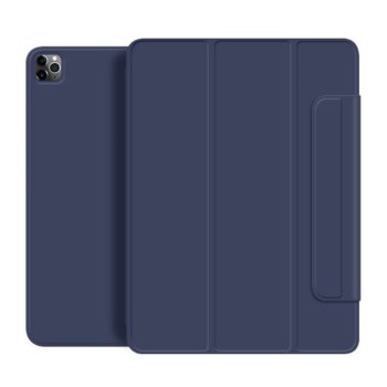 Apple iPad Pro 13'' (2024) (A2926 A2925) Nappa Texture Tri-Fold Book Case Cover, Blue
