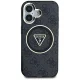Guess IML Metal Glitter 4G Circle Triangle MagSafe Case for iPhone 16, Black