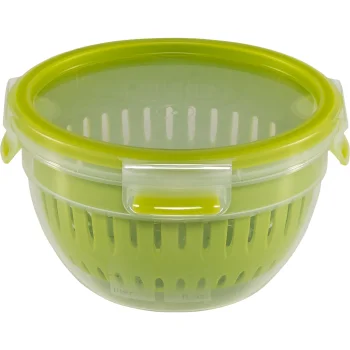 EMSA Clip & Go Fruit Bowl Food Container 1.1 L, Transparent / Green
