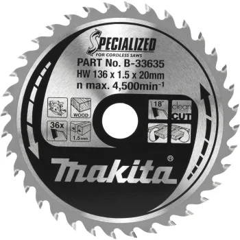 Circular Saw Blade Makita B-33635 Specialized for Wood, 136 x 20 mm, 36T