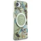 Guess IML Metal Glitter Flowers Triangle MagSafe Case for iPhone 16e - Green