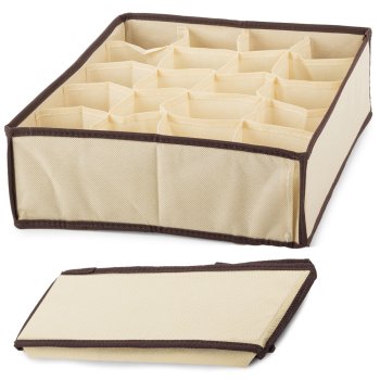 Drawer Organizer for Underwear and Socks, 20 Compartment Closet Storage Box, Beige